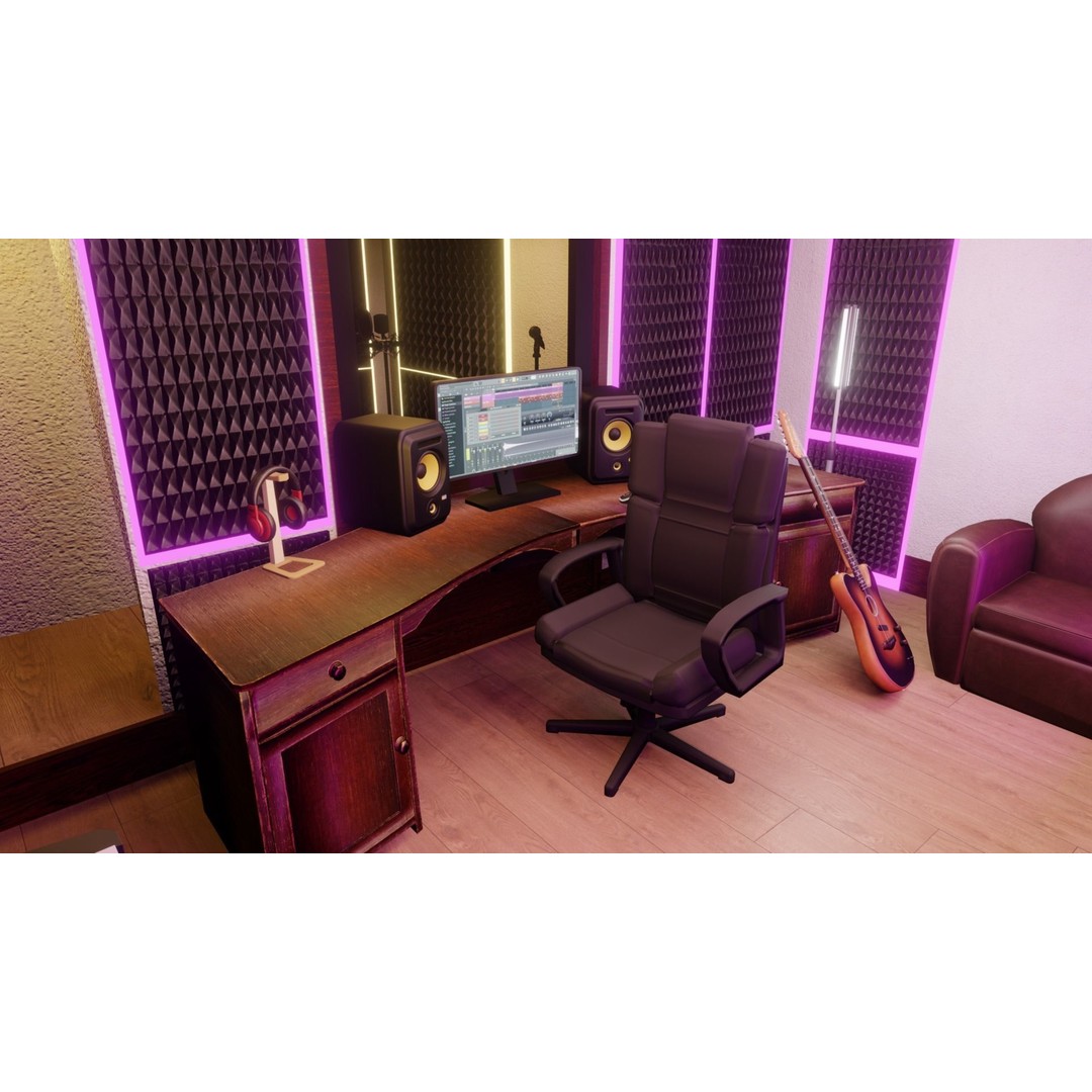 Recording Studio 3D Model – Low Poly Interior Booth with Textures - View 4