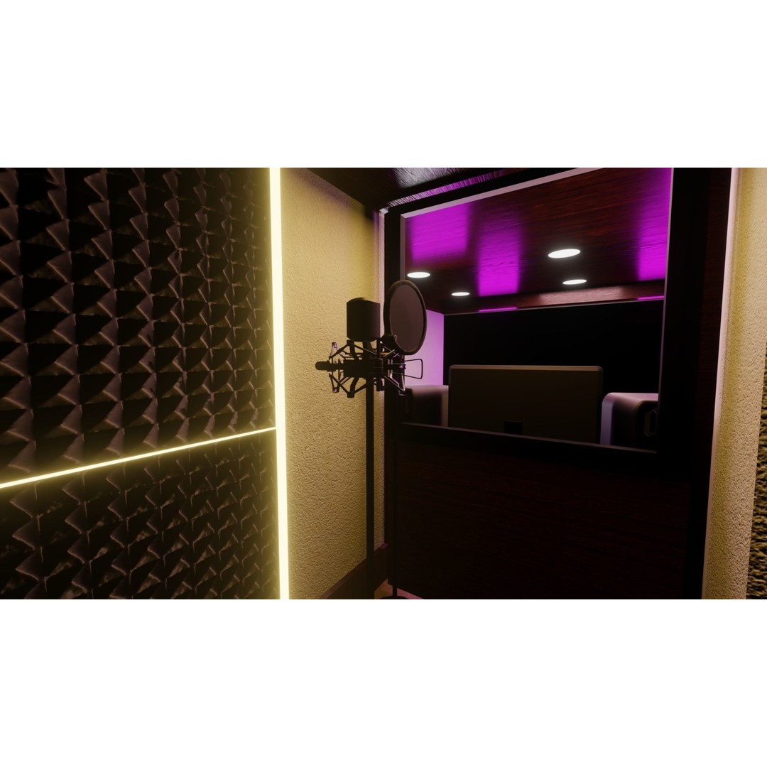 Recording Studio 3D Model – Low Poly Interior Booth with Textures - View 8