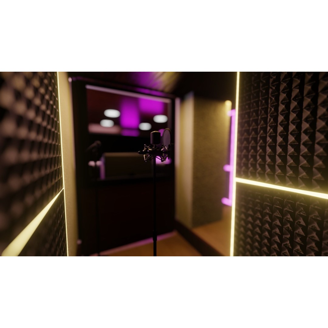 Recording Studio 3D Model – Low Poly Interior Booth with Textures - View 9