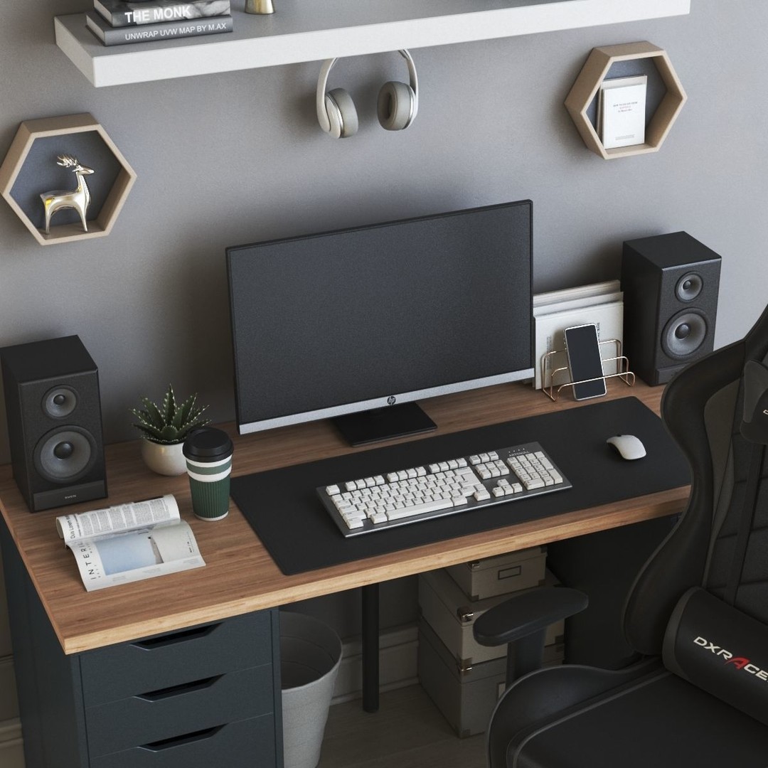 Office Workplace 3D Model – PBR Interior Scene, Blender, FBX