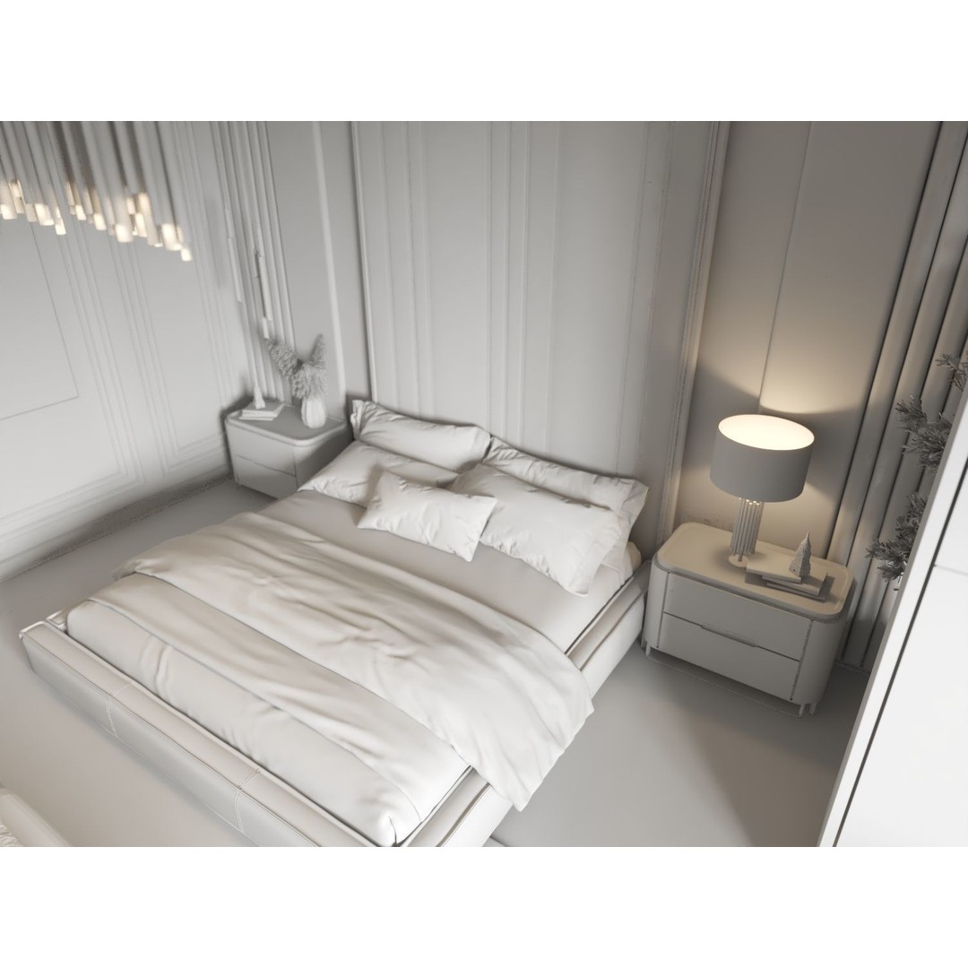 Master Bedroom Interior Scene 3D Model – Contemporary Design, PBR Textures