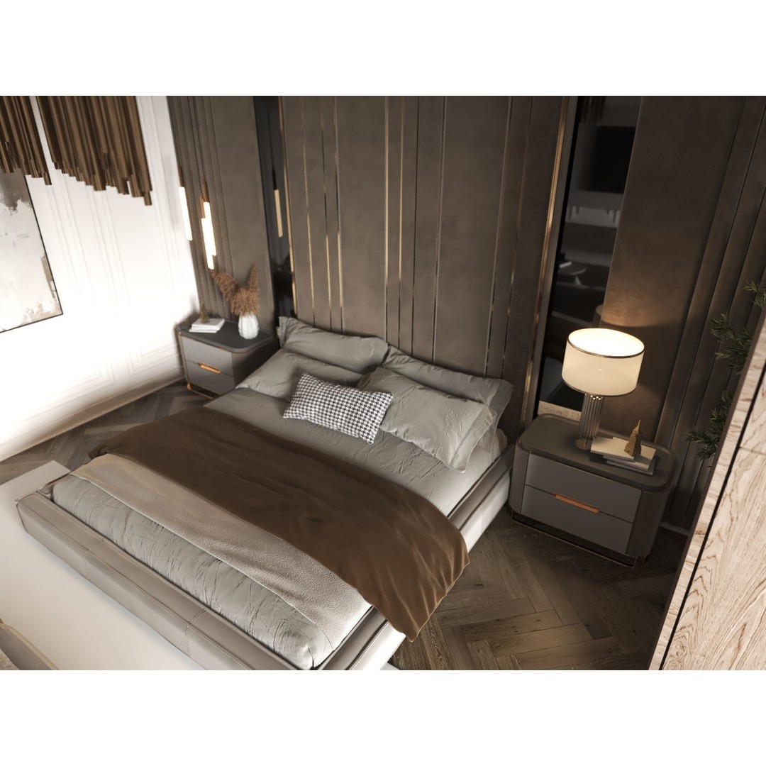 Master Bedroom Interior Scene 3D Model – Contemporary Design, PBR Textures - View 10