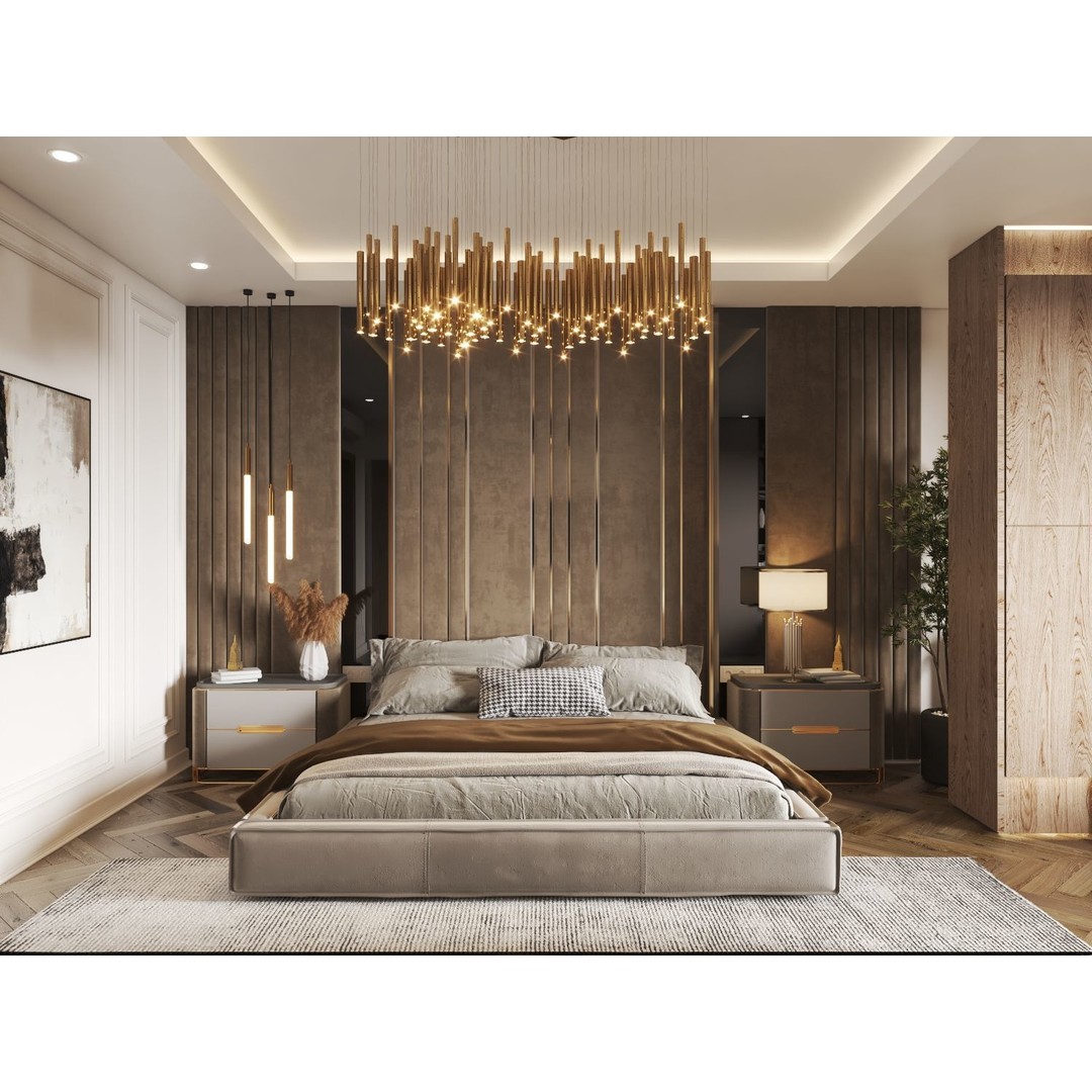 Master Bedroom Interior Scene 3D Model – Contemporary Design, PBR Textures - View 4