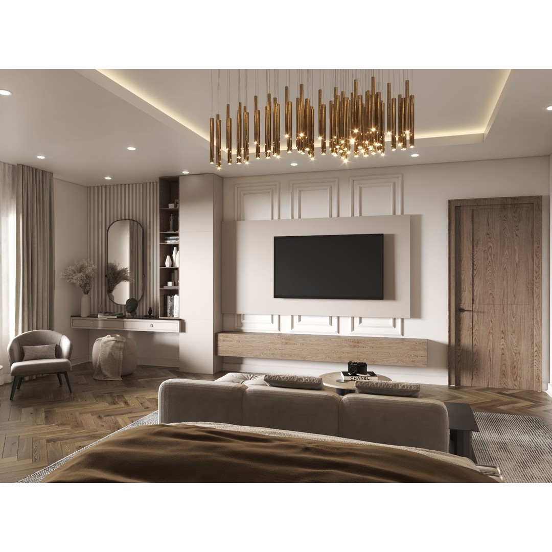 Master Bedroom Interior Scene 3D Model – Contemporary Design, PBR Textures - View 6