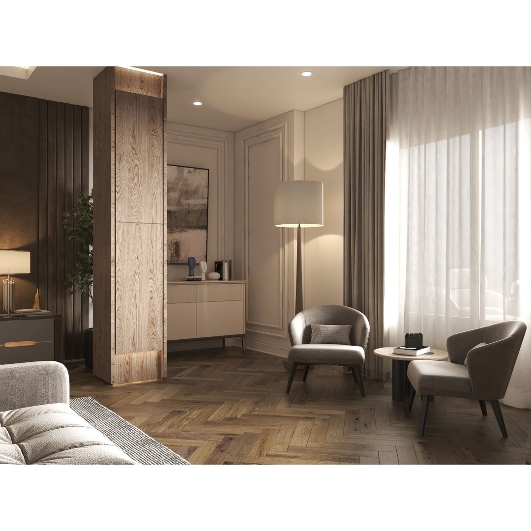 Master Bedroom Interior Scene 3D Model – Contemporary Design, PBR Textures - View 8