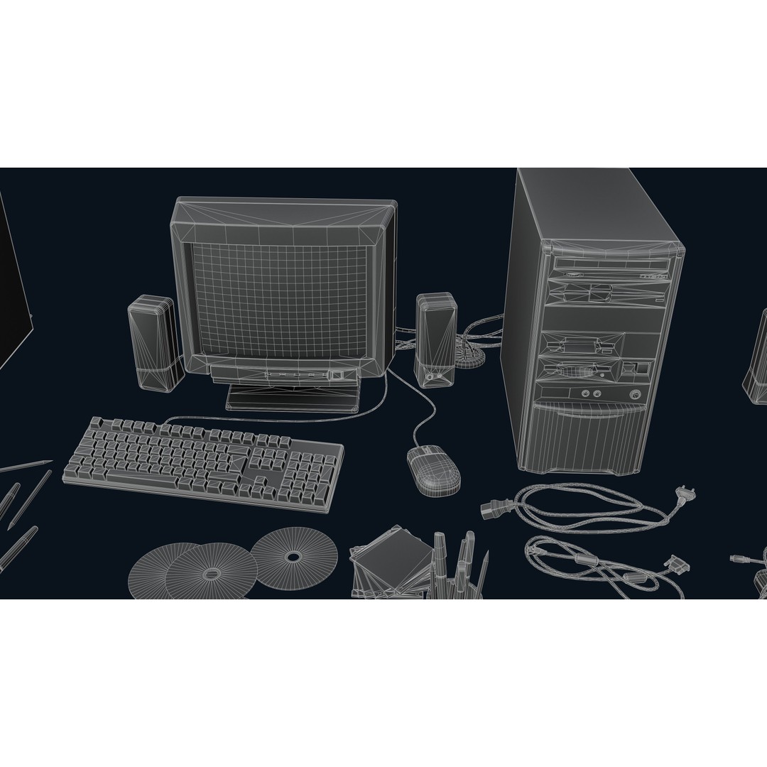 Old Computers 3D Model – Low Poly Retro Technology Asset, FBX, Blender