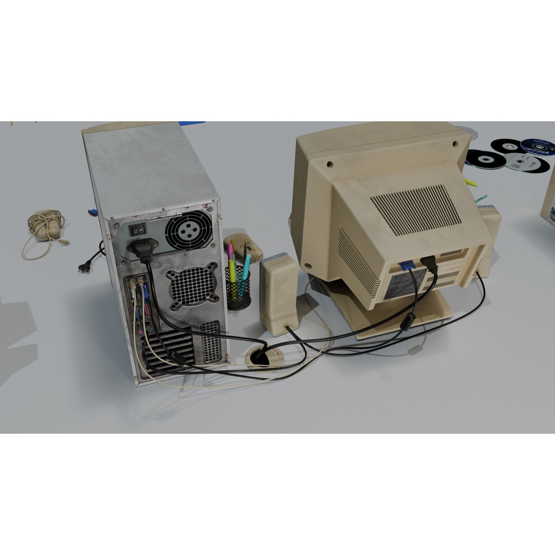 Old Computers 3D Model – Low Poly Retro Technology Asset, FBX, Blender - View 11