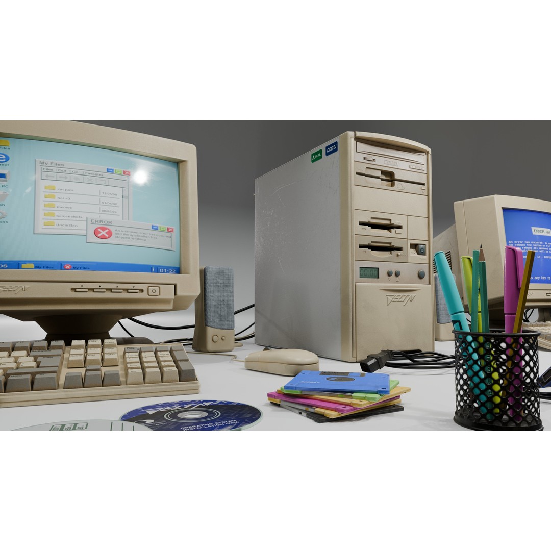 Old Computers 3D Model – Low Poly Retro Technology Asset, FBX, Blender - View 12