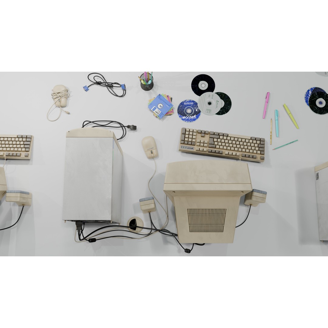 Old Computers 3D Model – Low Poly Retro Technology Asset, FBX, Blender - View 13