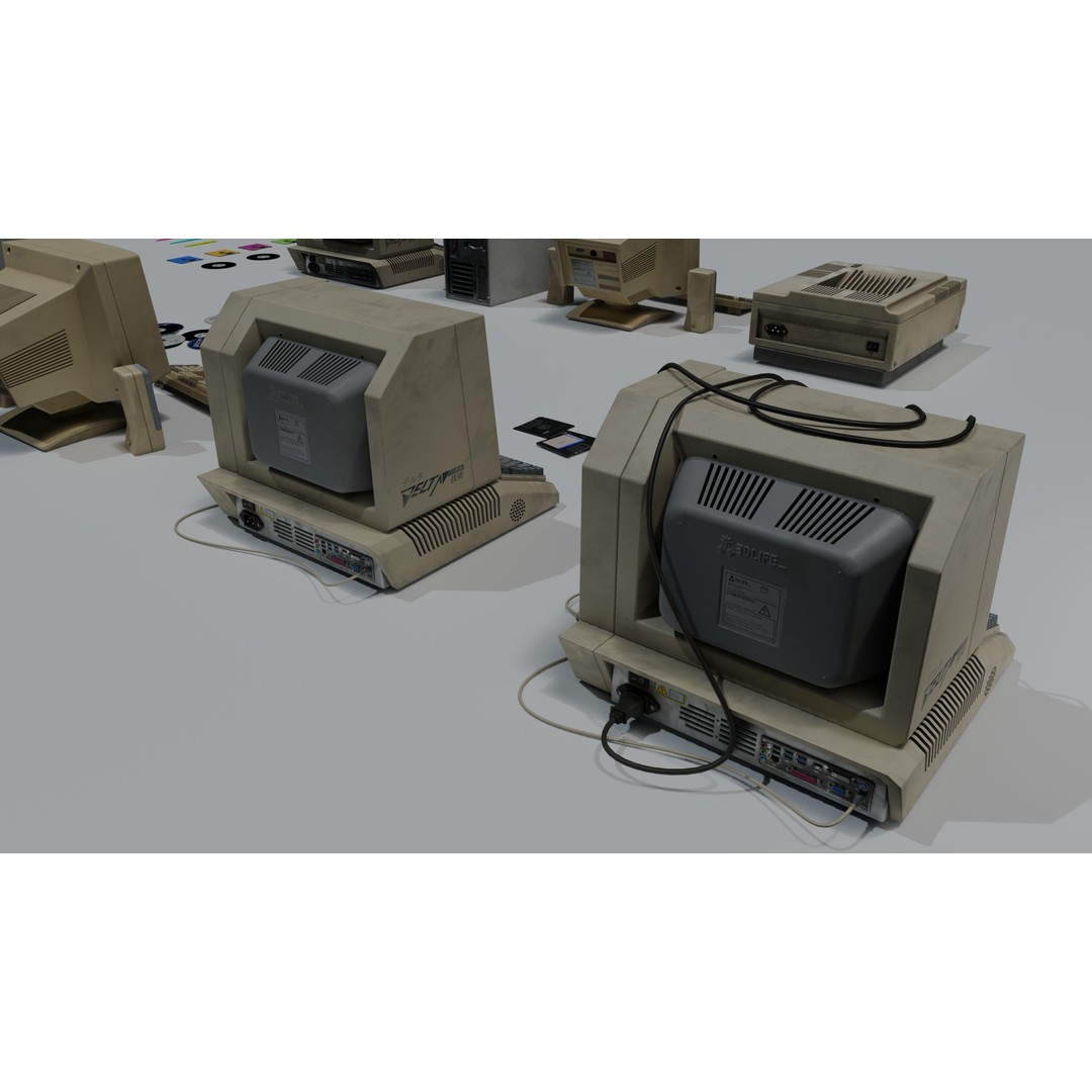 Old Computers 3D Model – Low Poly Retro Technology Asset, FBX, Blender - View 14