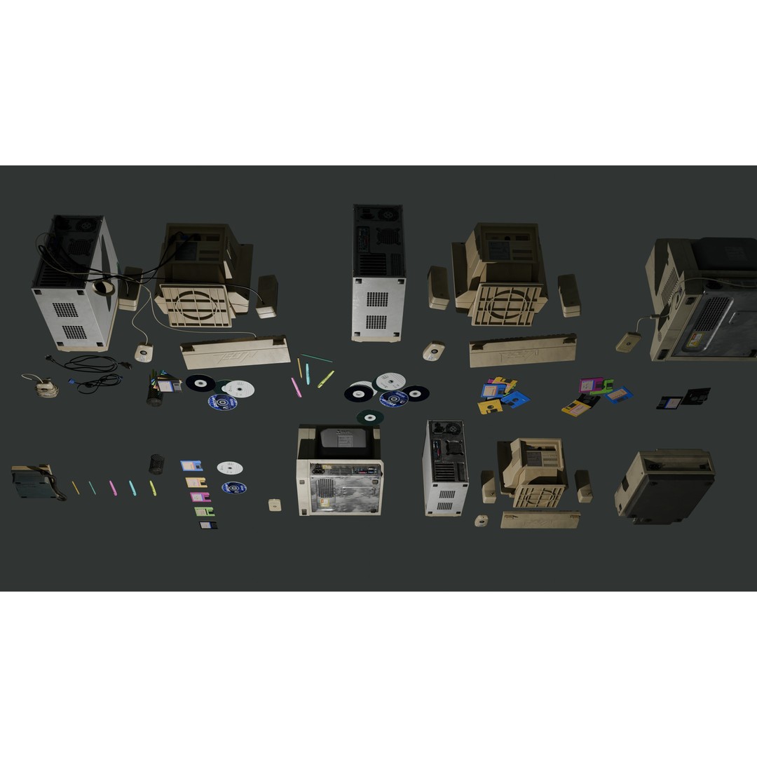 Old Computers 3D Model – Low Poly Retro Technology Asset, FBX, Blender - View 15