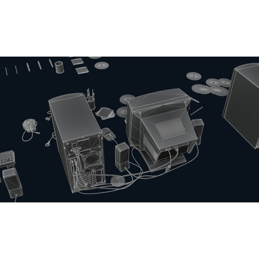 Old Computers 3D Model – Low Poly Retro Technology Asset, FBX, Blender - View 16