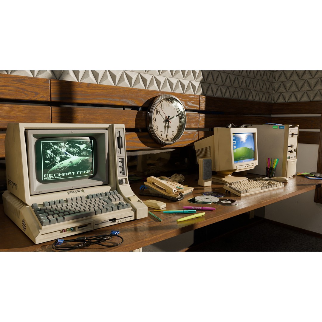 Old Computers 3D Model – Low Poly Retro Technology Asset, FBX, Blender - View 3