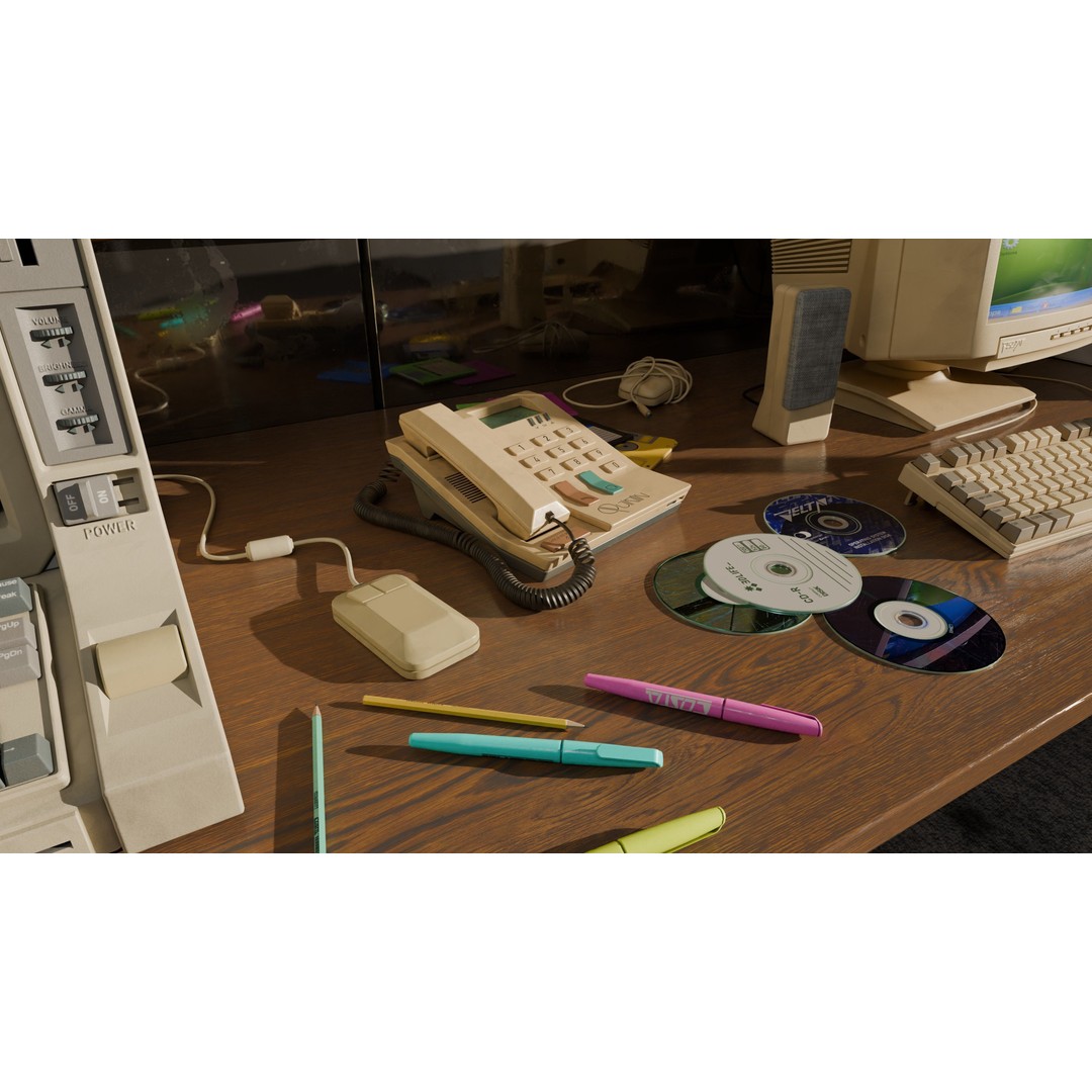 Old Computers 3D Model – Low Poly Retro Technology Asset, FBX, Blender - View 6