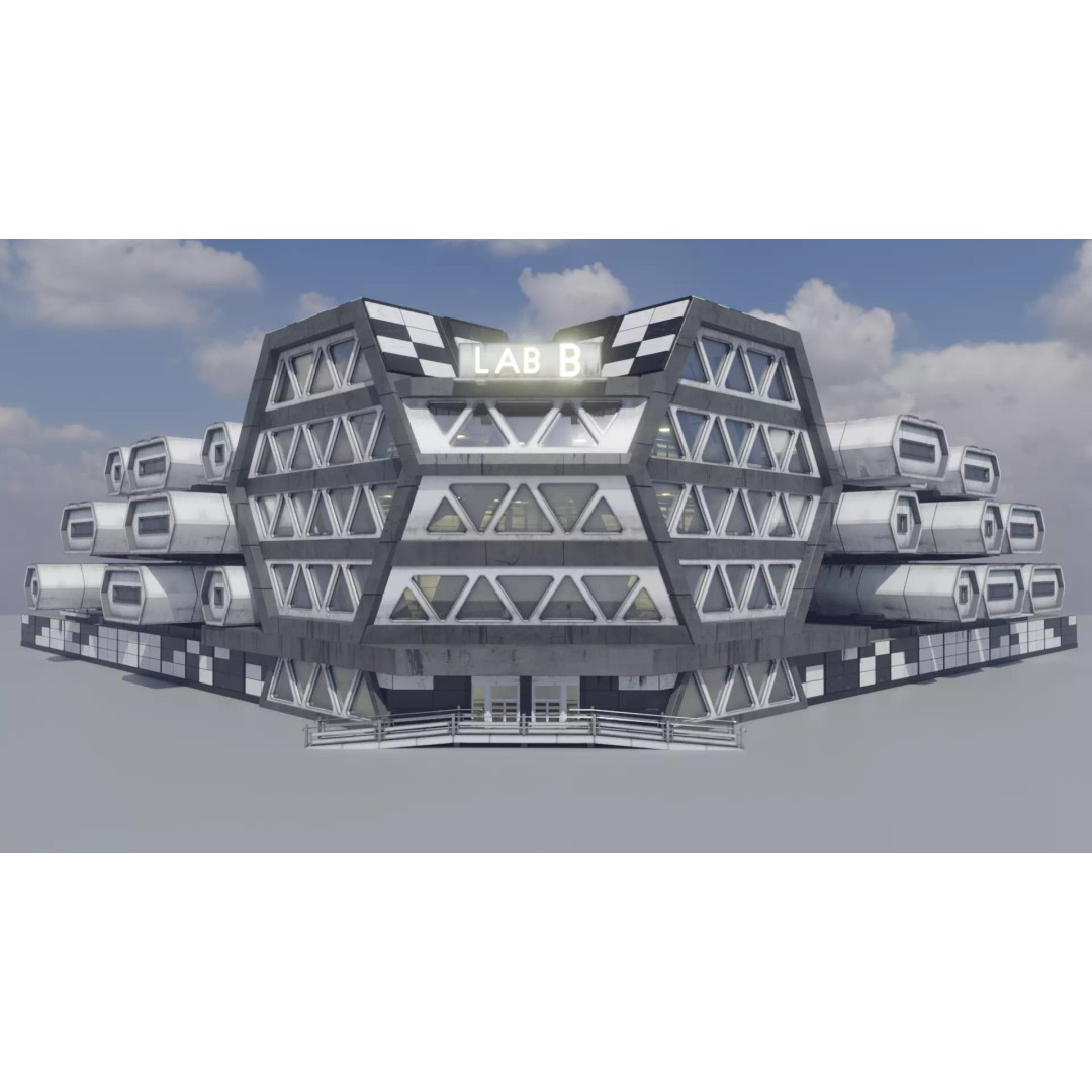 Laboratory 3D Model – Low Poly Futuristic Design, FBX, OBJ, Blender - View 2