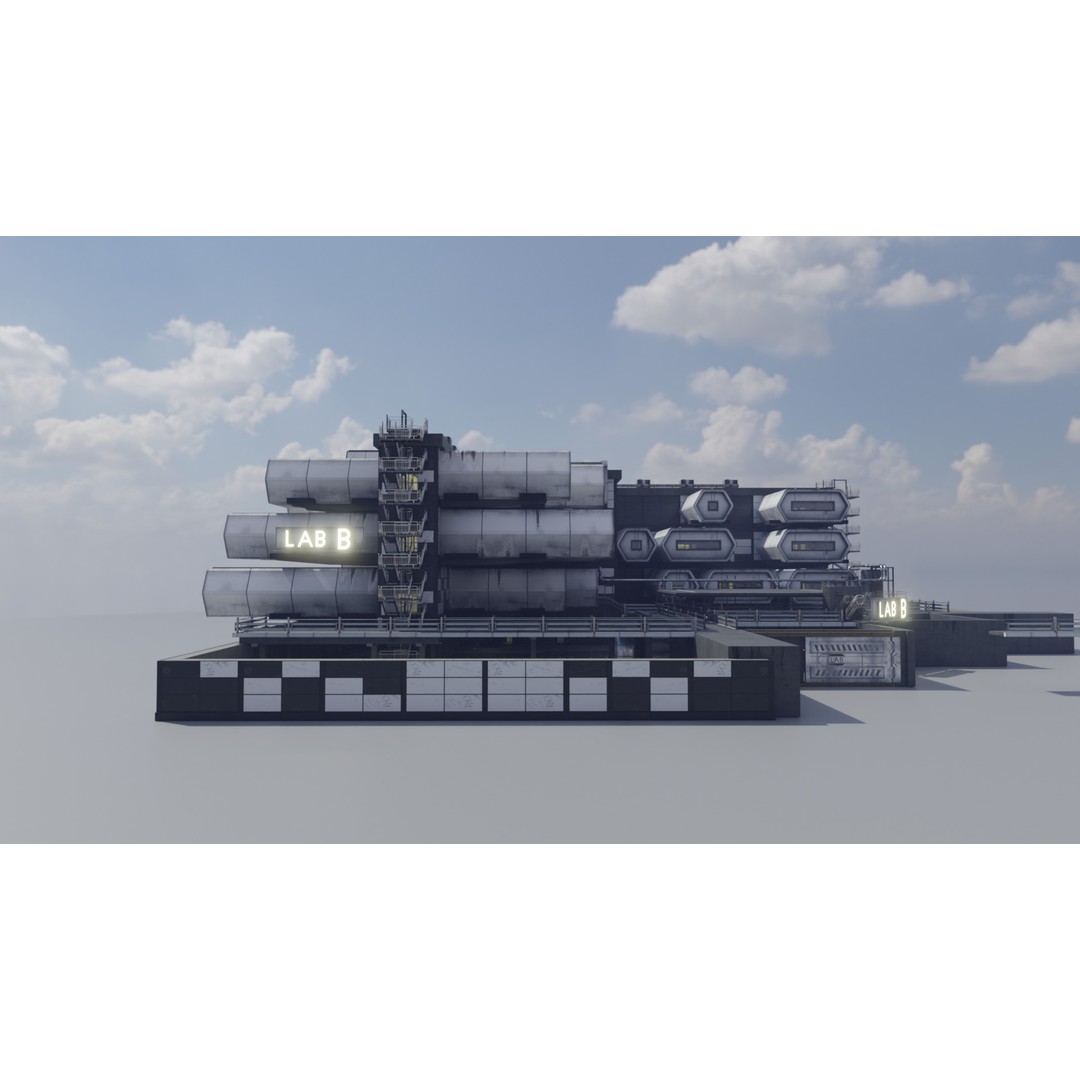 Laboratory 3D Model – Low Poly Futuristic Design, FBX, OBJ, Blender - View 6