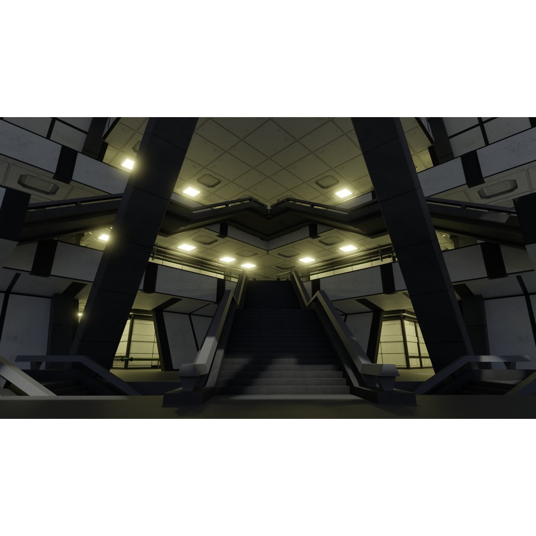 Laboratory 3D Model – Low Poly Futuristic Design, FBX, OBJ, Blender - View 8
