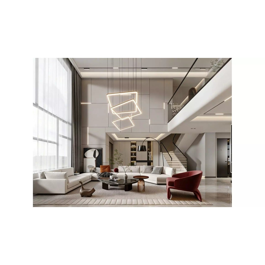 Duplex Living Room 3D Model – Modern Luxury Design, FBX, OBJ - View 2