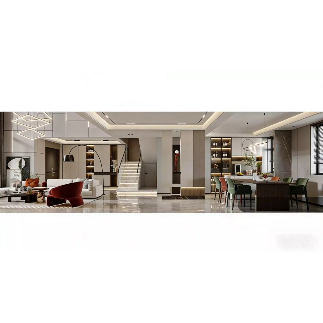 Duplex Living Room 3D Model – Modern Luxury Design, FBX, OBJ - View 5