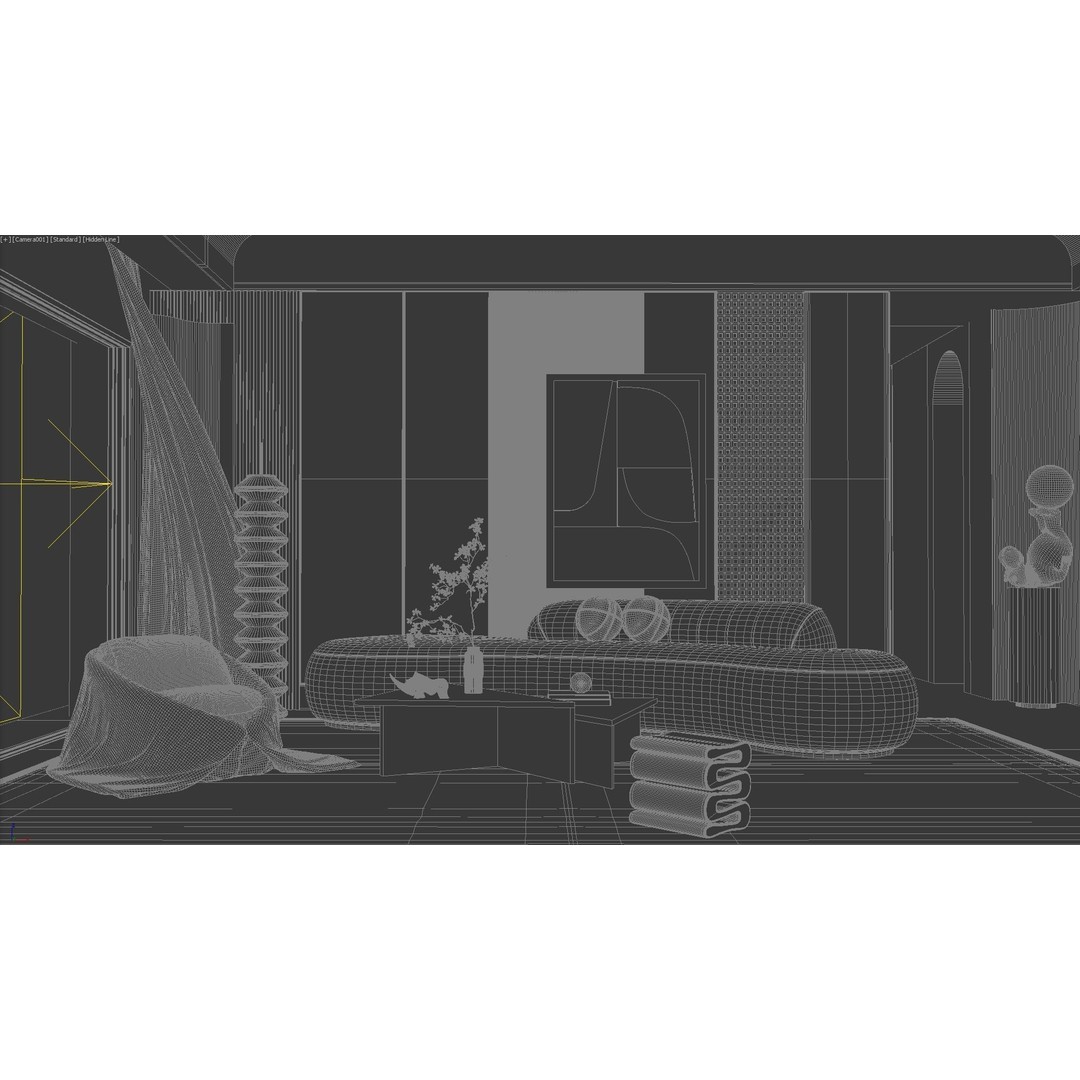 Living Room Interior 3D Model – Modern Design with Textures, OBJ, FBX - View 10