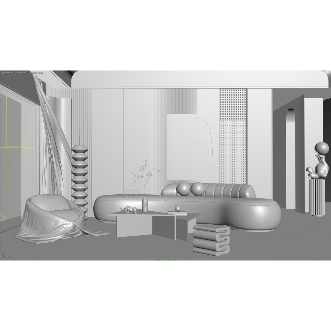 Living Room Interior 3D Model – Modern Design with Textures, OBJ, FBX - View 11