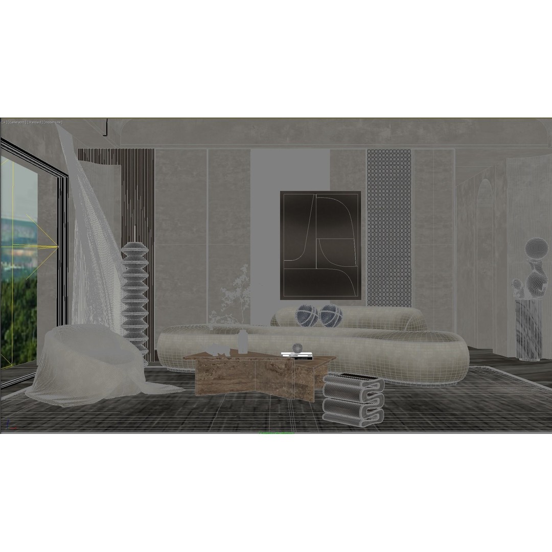 Living Room Interior 3D Model – Modern Design with Textures, OBJ, FBX - View 4