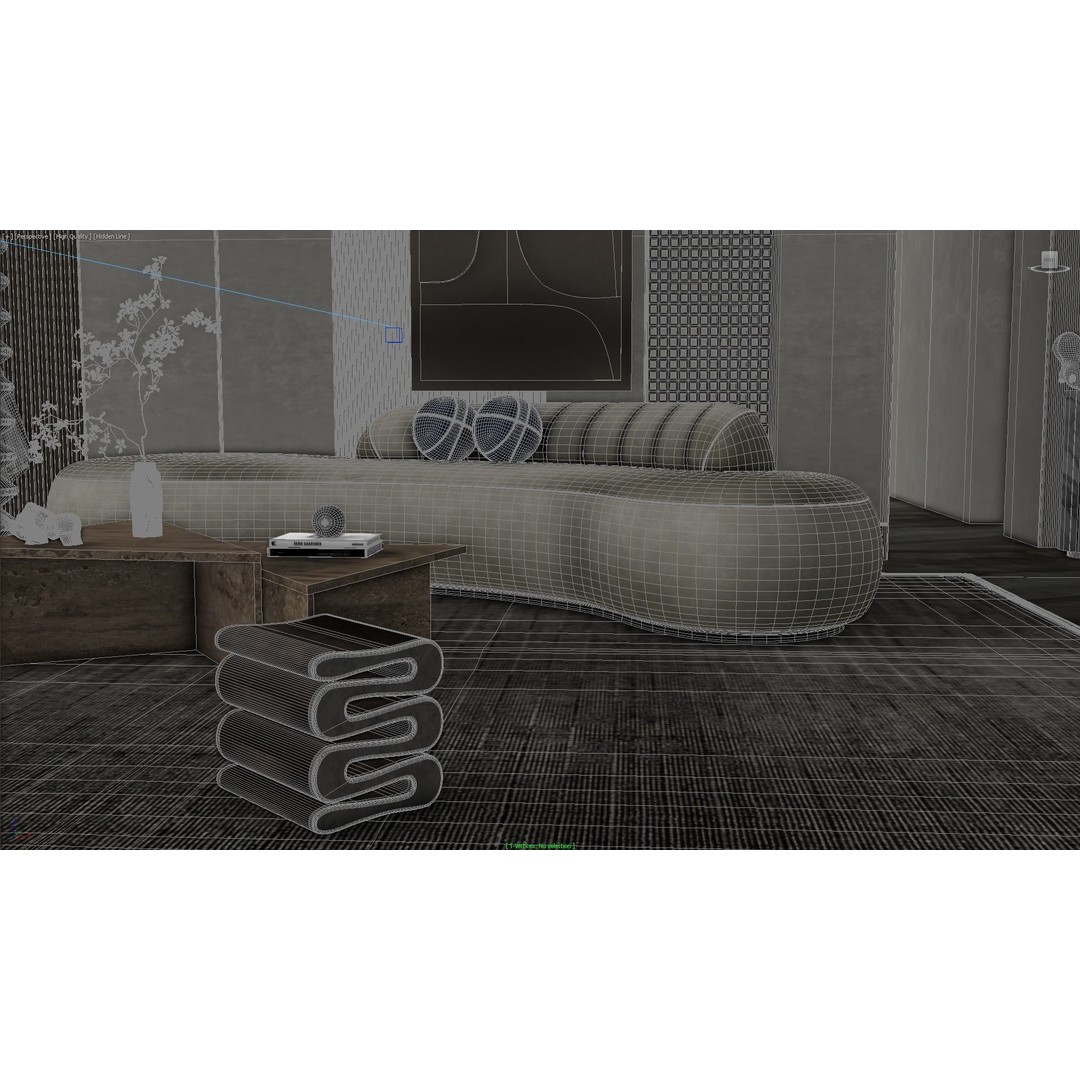 Living Room Interior 3D Model – Modern Design with Textures, OBJ, FBX - View 5