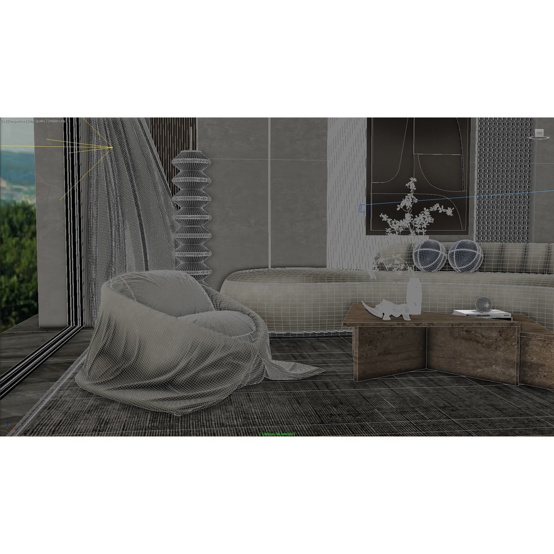 Living Room Interior 3D Model – Modern Design with Textures, OBJ, FBX - View 6