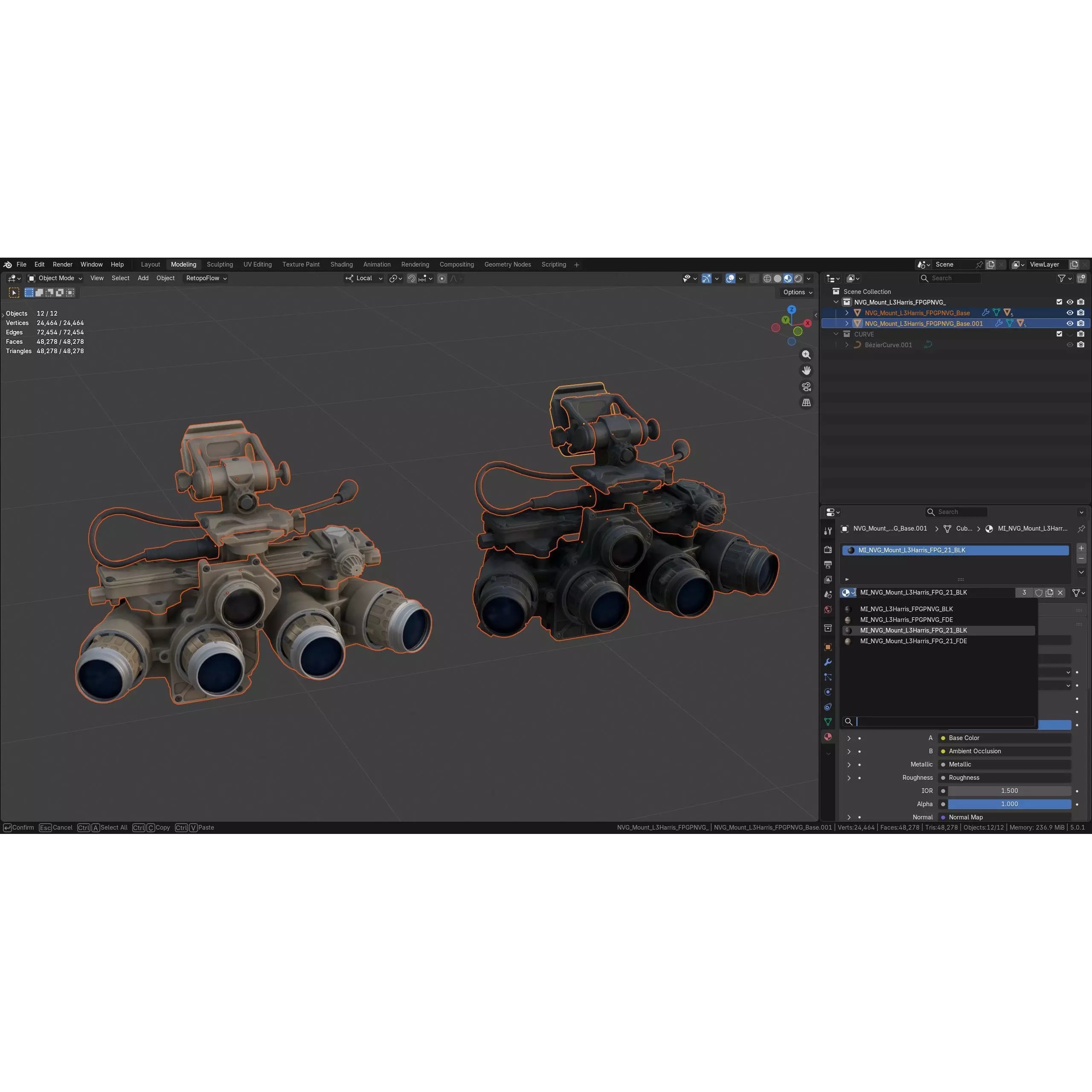 L3 Harris F-Pano NVGs - Low-Poly Game-Ready 3D Model