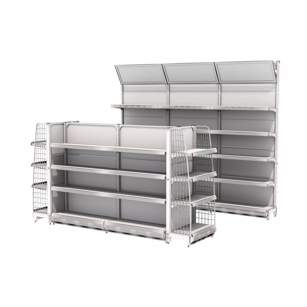Grocery Store Shelf 3D Model – Low Poly Display Rack, FBX & OBJ - View 19