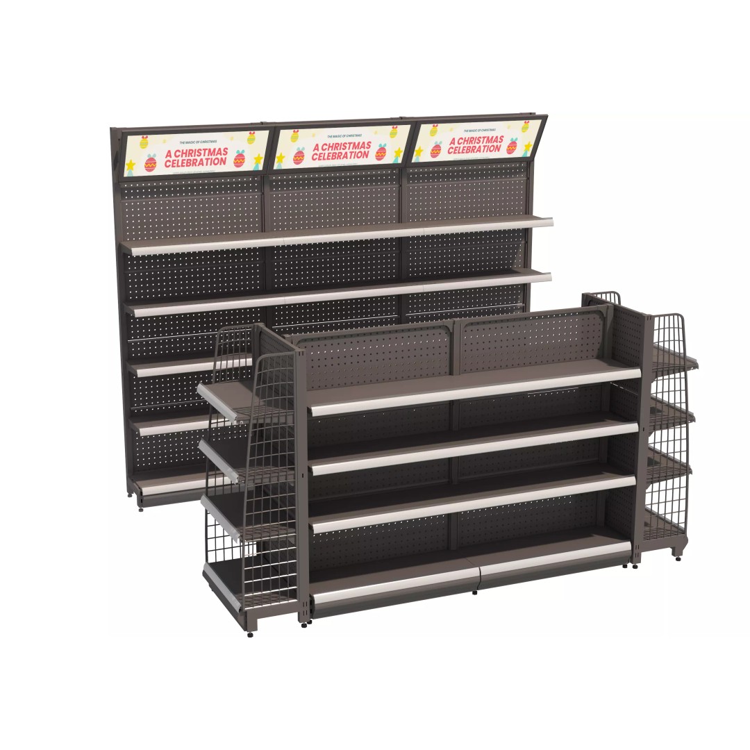 Grocery Store Shelf 3D Model – Low Poly Display Rack, FBX & OBJ - View 2
