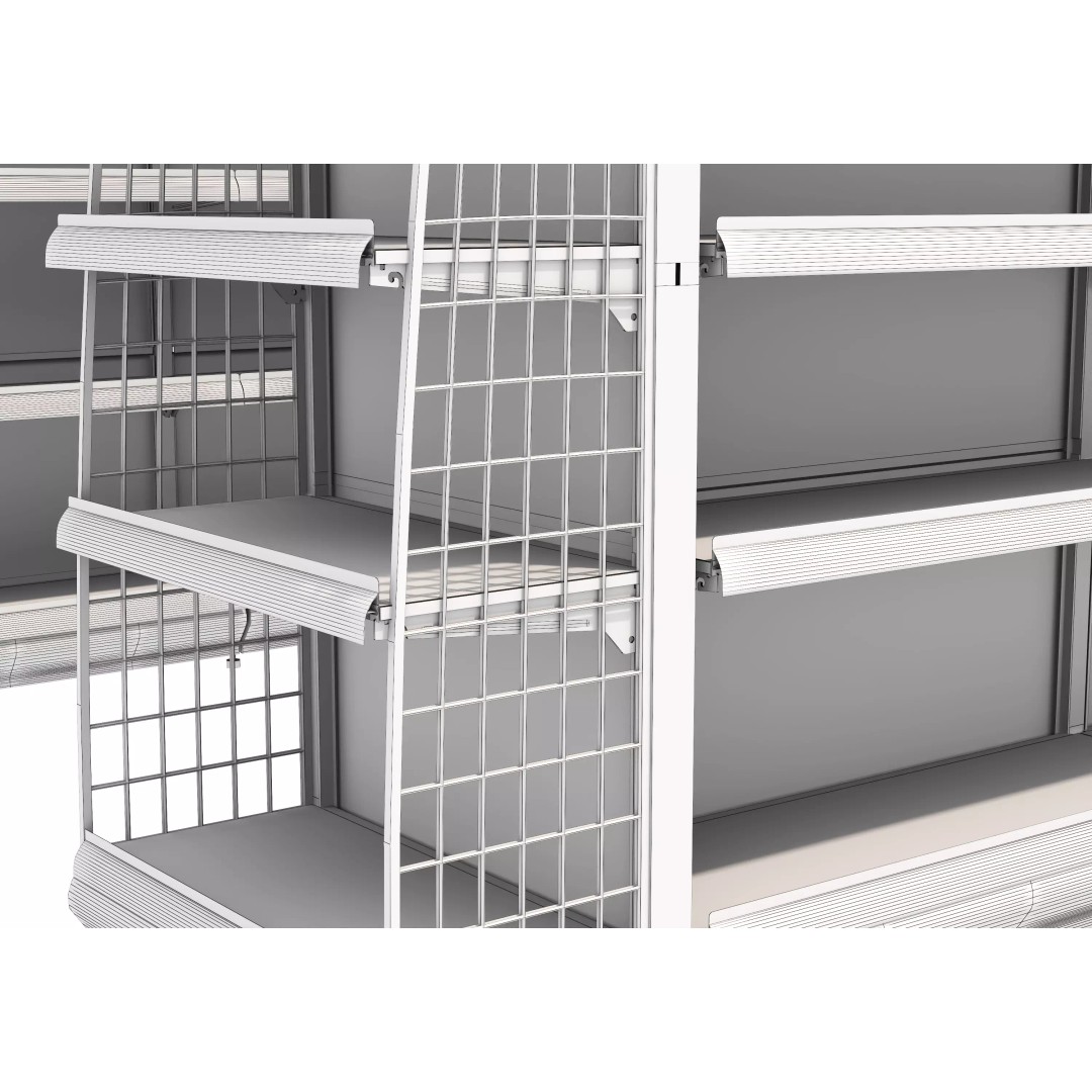 Grocery Store Shelf 3D Model – Low Poly Display Rack, FBX & OBJ - View 23