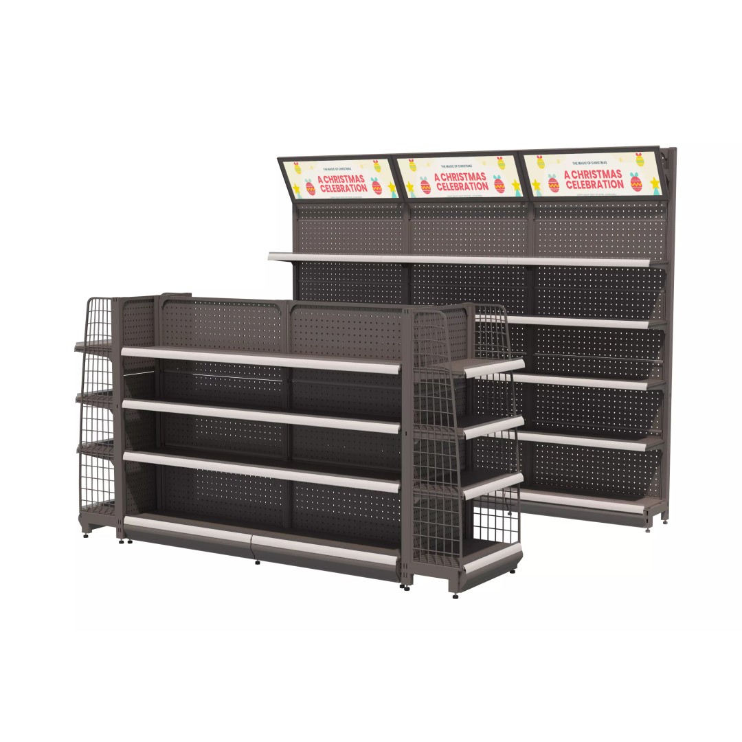 Grocery Store Shelf 3D Model – Low Poly Display Rack, FBX & OBJ - View 3