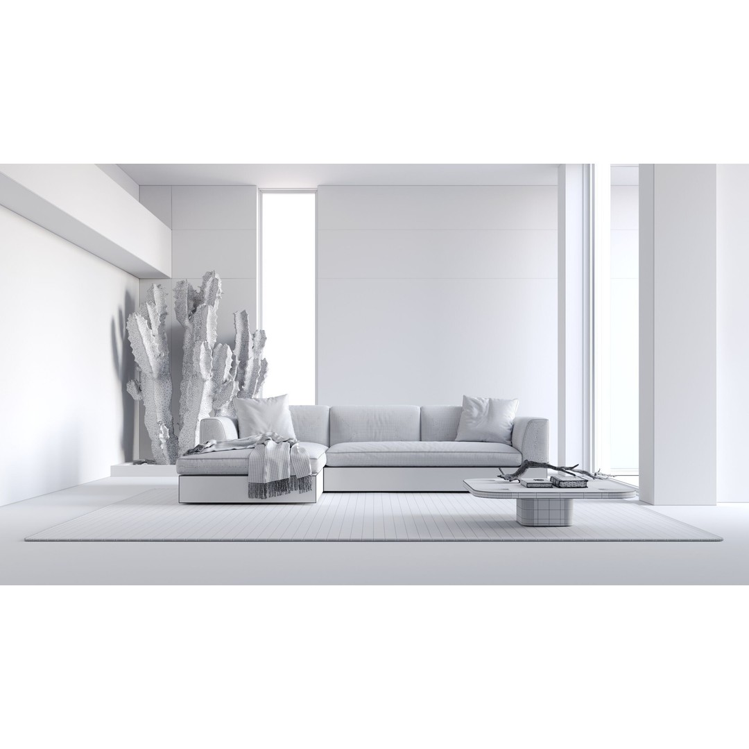 Architectural Living Room 3D Model – Modern Interior Scene, Cinema 4D - View 10
