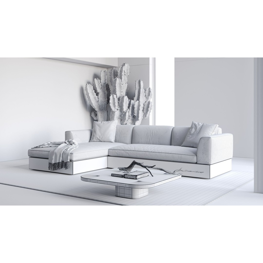 Architectural Living Room 3D Model – Modern Interior Scene, Cinema 4D - View 11