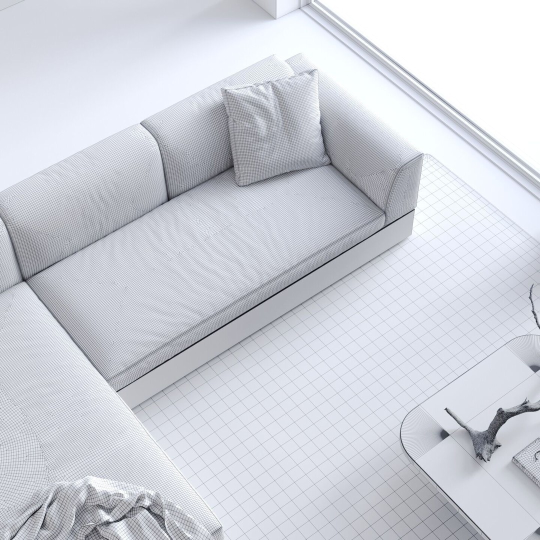 Architectural Living Room 3D Model – Modern Interior Scene, Cinema 4D - View 13