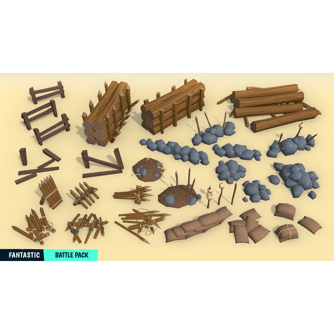 Battle Pack 3D Model – Low Poly Fantasy Assets for Games - View 10