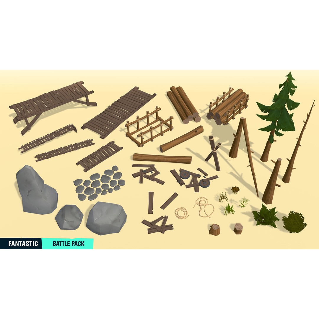 Battle Pack 3D Model – Low Poly Fantasy Assets for Games - View 11