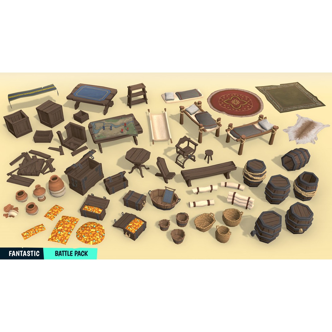 Battle Pack 3D Model – Low Poly Fantasy Assets for Games - View 13