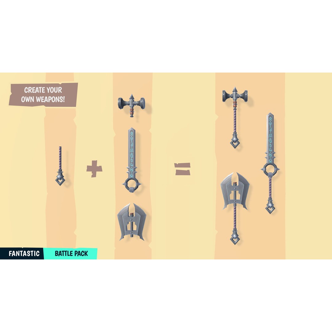 Battle Pack 3D Model – Low Poly Fantasy Assets for Games - View 15