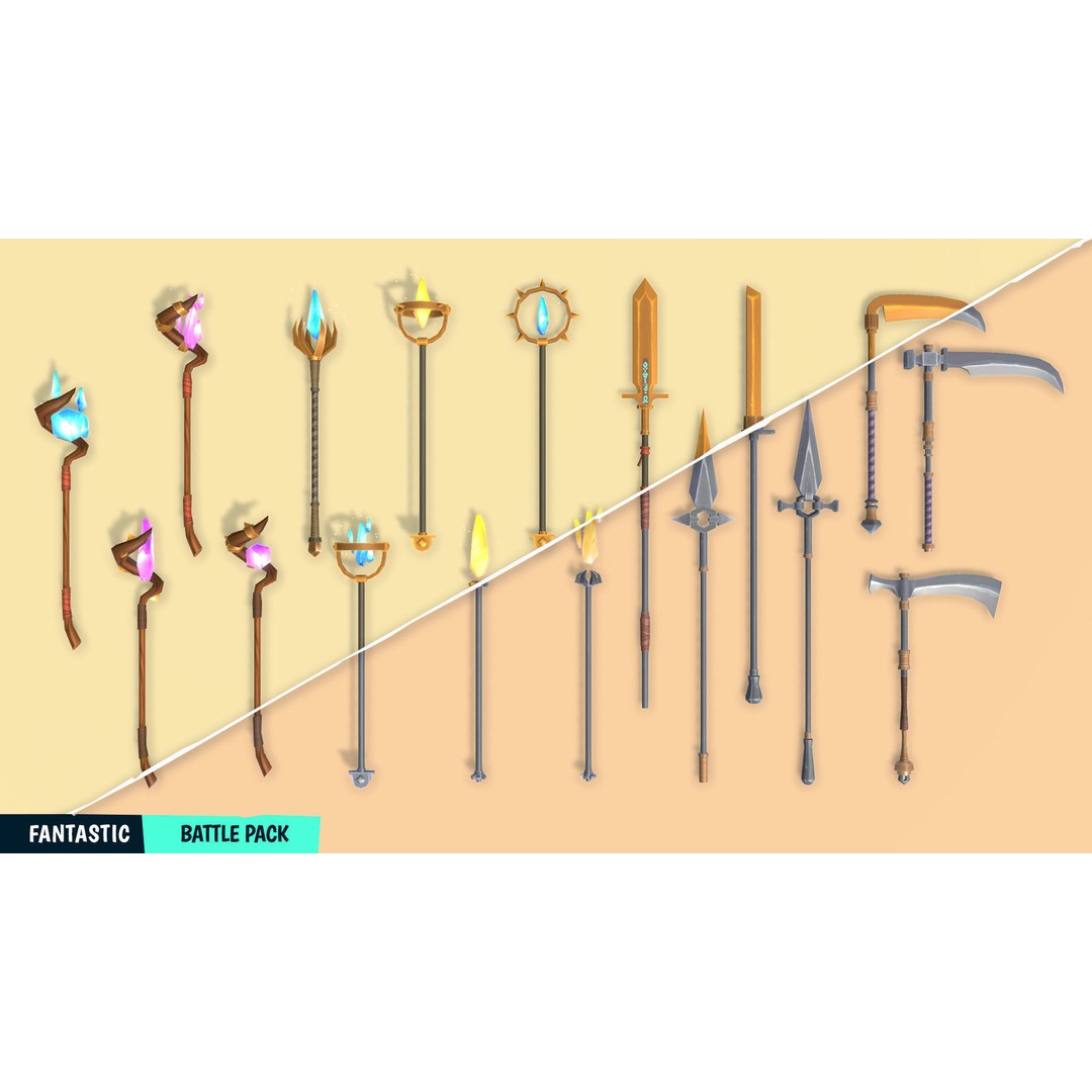 Battle Pack 3D Model – Low Poly Fantasy Assets for Games - View 17
