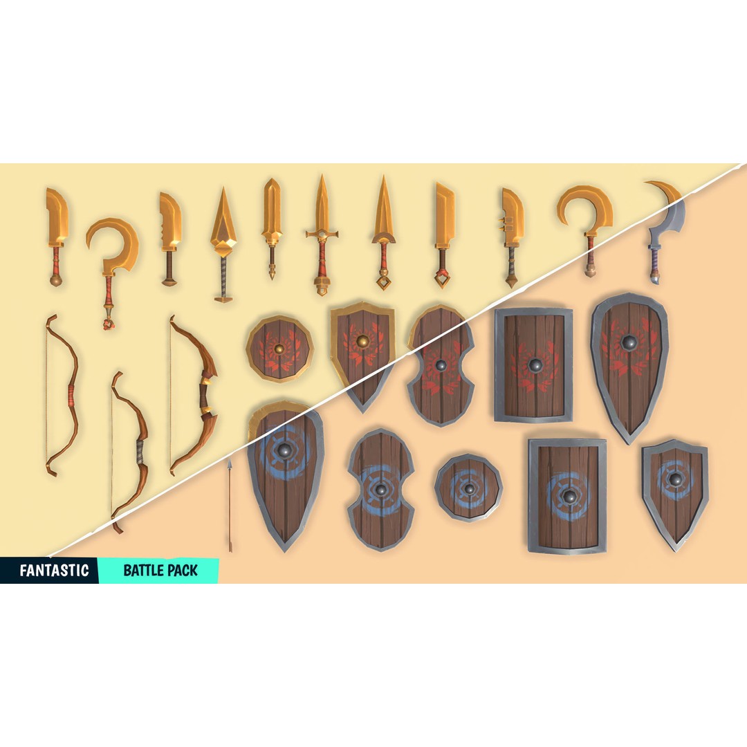 Battle Pack 3D Model – Low Poly Fantasy Assets for Games - View 18