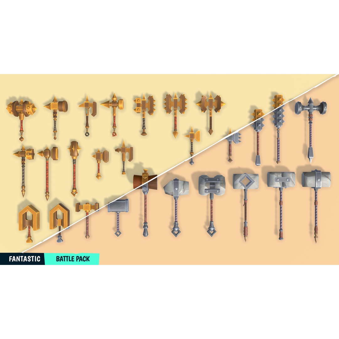 Battle Pack 3D Model – Low Poly Fantasy Assets for Games - View 19