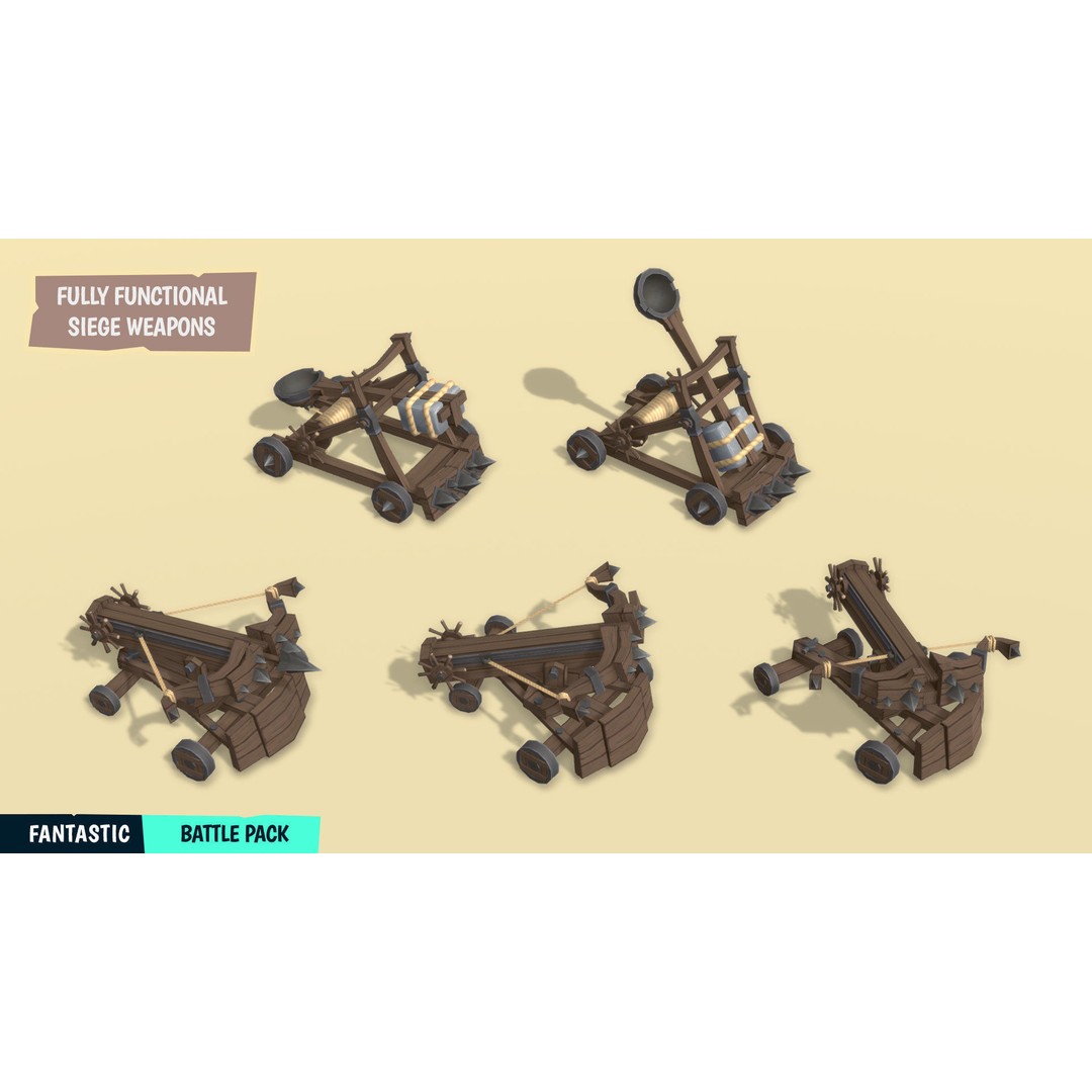 Battle Pack 3D Model – Low Poly Fantasy Assets for Games - View 3