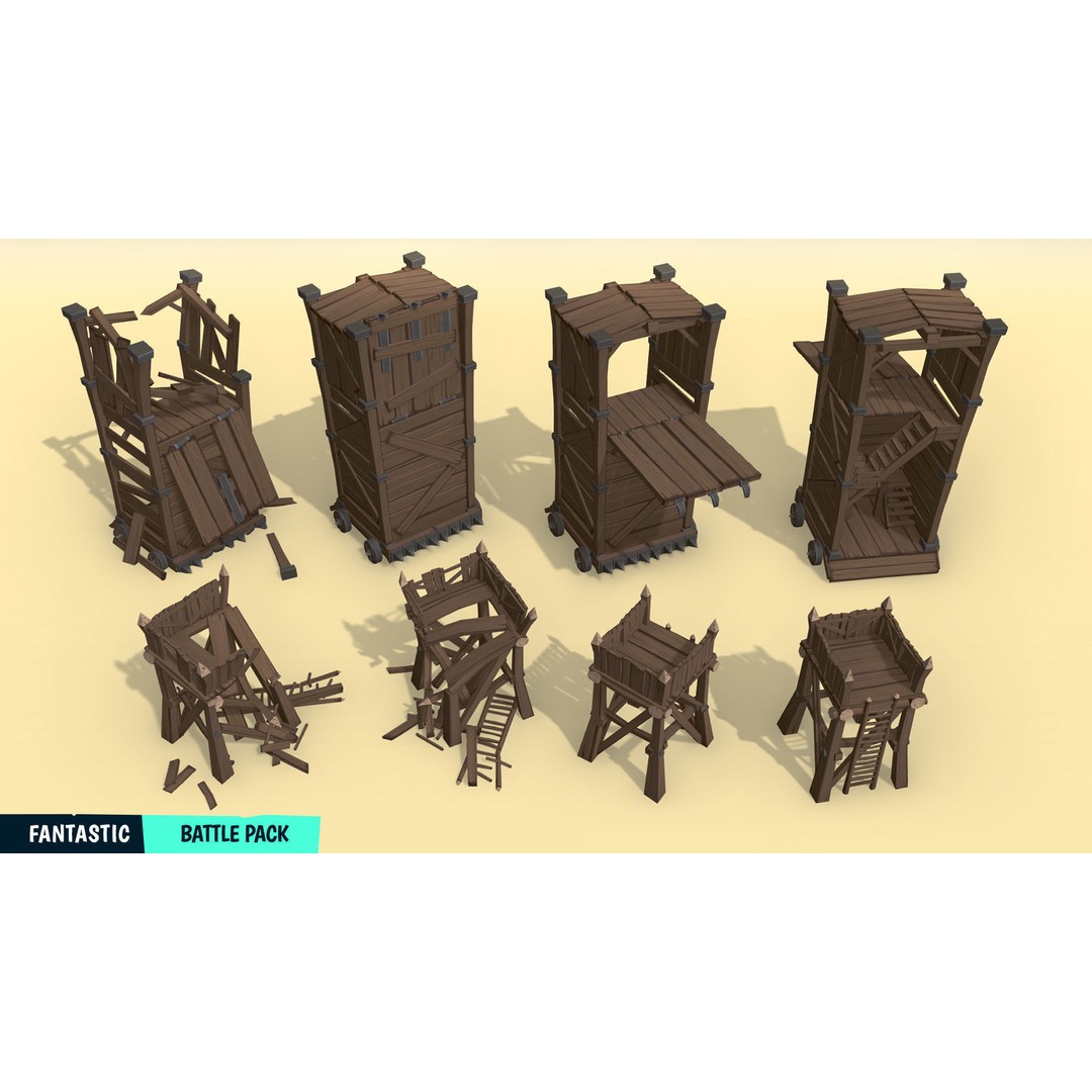 Battle Pack 3D Model – Low Poly Fantasy Assets for Games - View 5