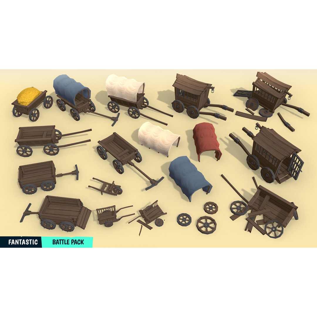 Battle Pack 3D Model – Low Poly Fantasy Assets for Games - View 6