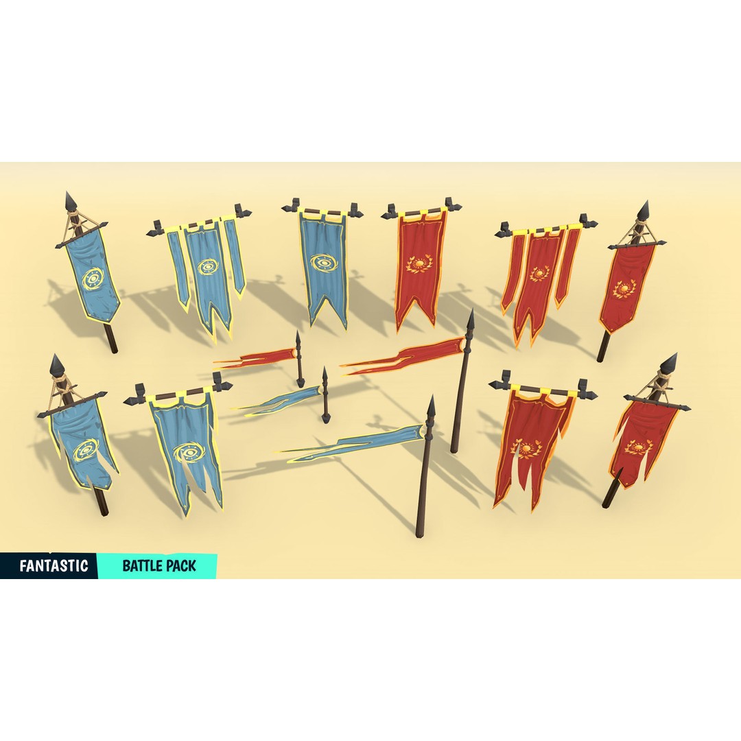 Battle Pack 3D Model – Low Poly Fantasy Assets for Games - View 7