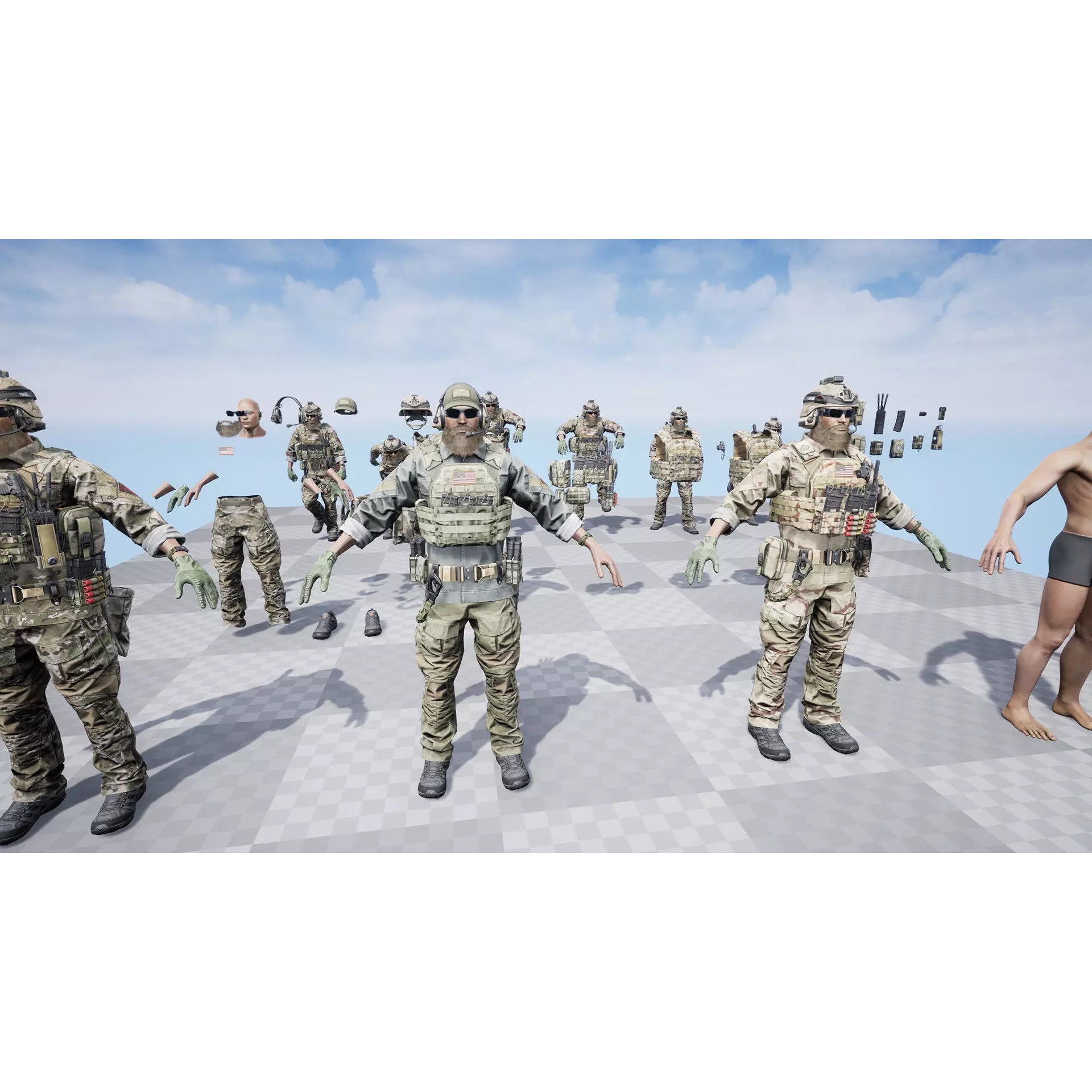 Modular US Special Forces Soldier - Low-Poly Game-Ready 3D Model - View 14