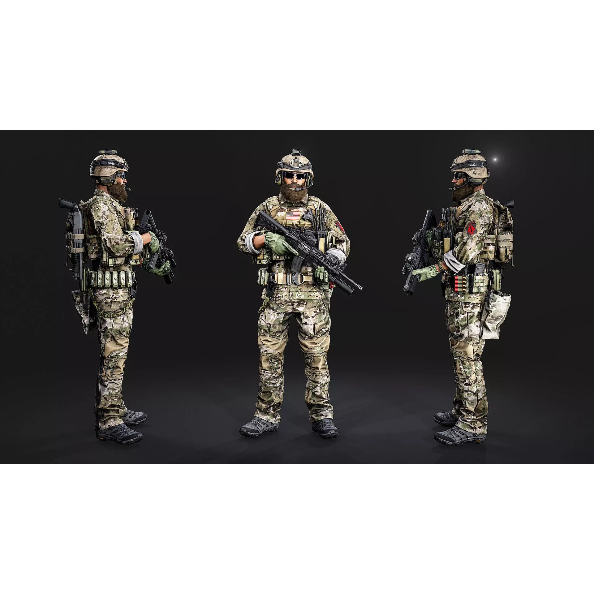Modular US Special Forces Soldier - Low-Poly Game-Ready 3D Model - View 4