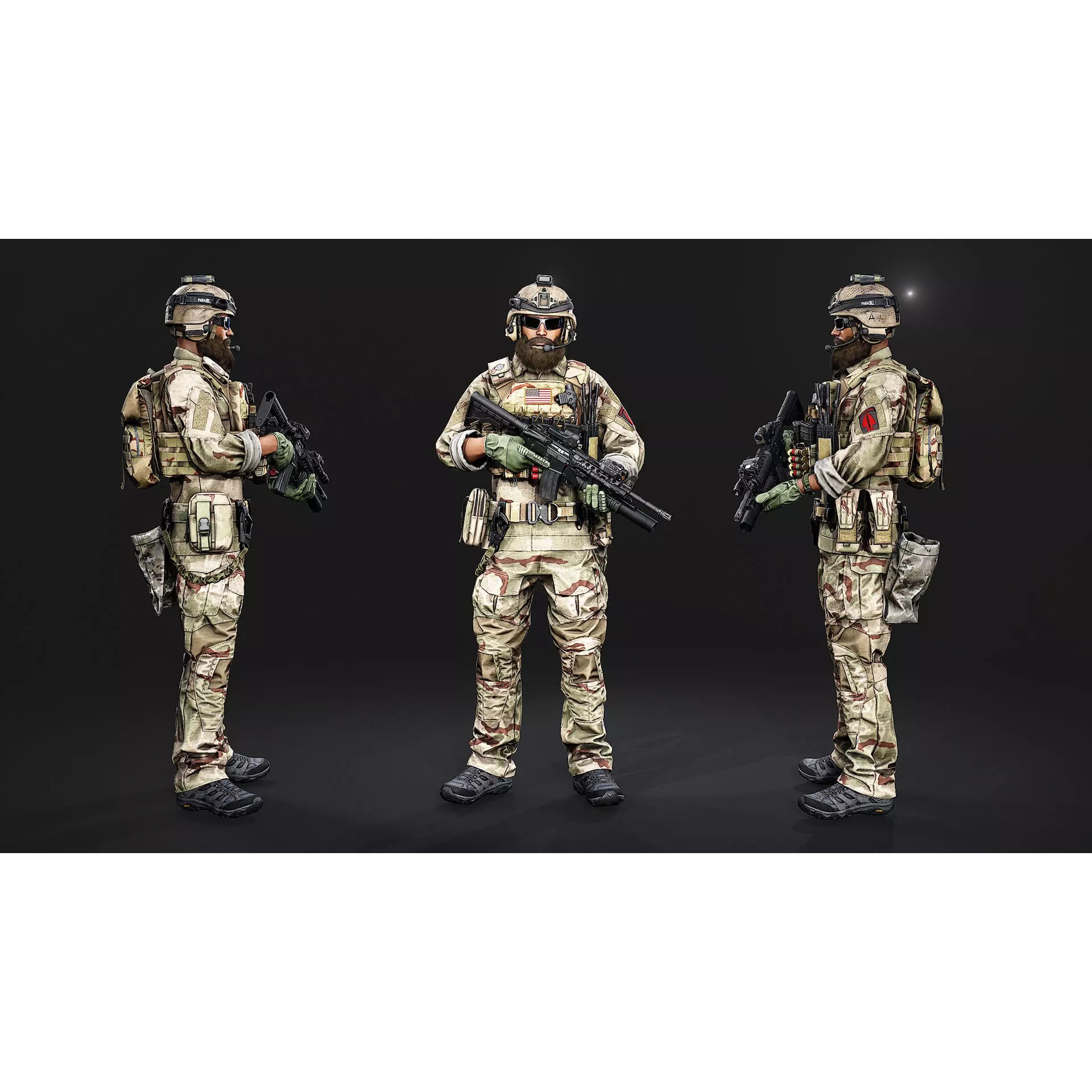 Modular US Special Forces Soldier - Low-Poly Game-Ready 3D Model - View 5